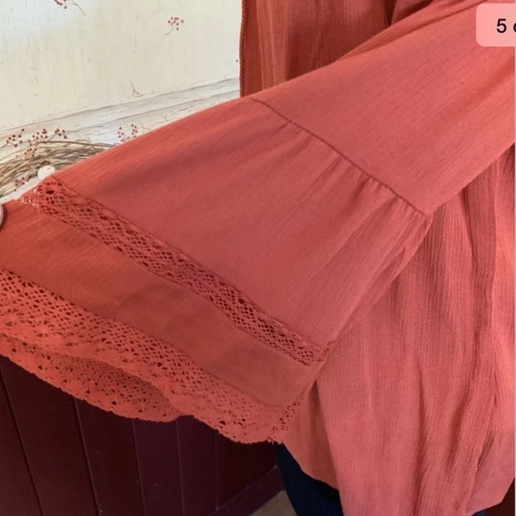 Socialite Womens Blouse Size Medium Orange - Picture 5 of 7